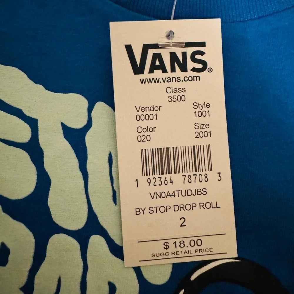 Vans by stop‎ drop roll boy toddlers tee shirt size 2T blue short sleeve graphic